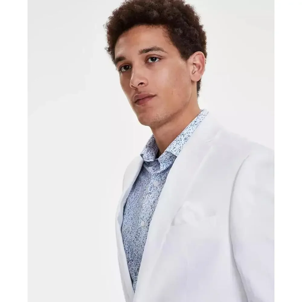 Bar III Men's White Linen Summer Casual Slim-Fit Formal Suit Jacket Size 44R
